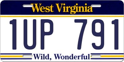 WV license plate 1UP791