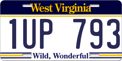 WV license plate 1UP793