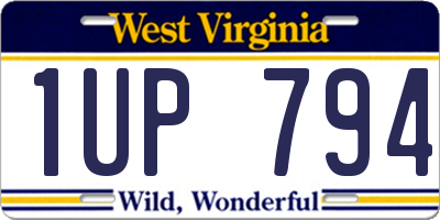 WV license plate 1UP794