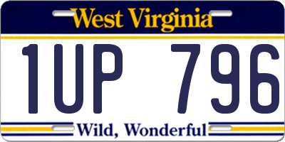 WV license plate 1UP796
