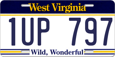 WV license plate 1UP797