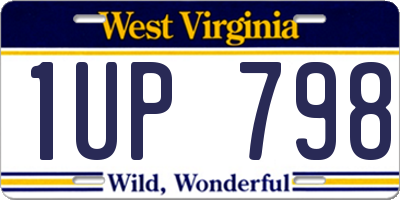 WV license plate 1UP798