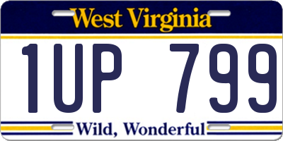 WV license plate 1UP799