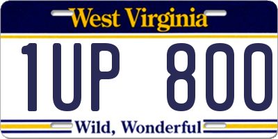 WV license plate 1UP800