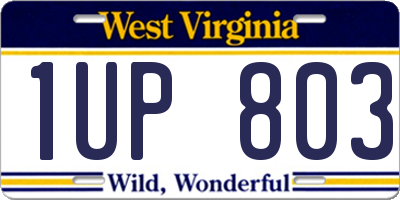 WV license plate 1UP803