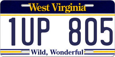WV license plate 1UP805