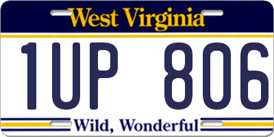WV license plate 1UP806