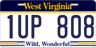 WV license plate 1UP808
