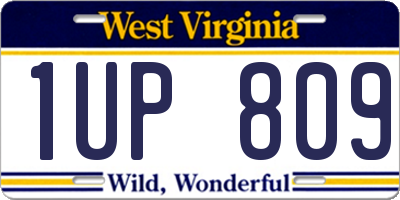 WV license plate 1UP809