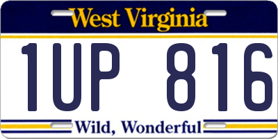 WV license plate 1UP816