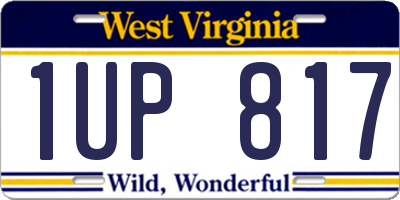 WV license plate 1UP817