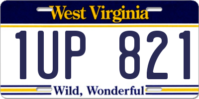 WV license plate 1UP821