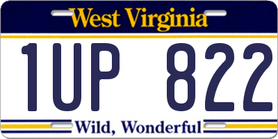 WV license plate 1UP822