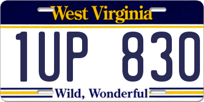 WV license plate 1UP830