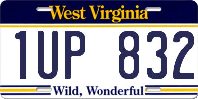 WV license plate 1UP832