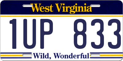 WV license plate 1UP833