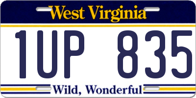 WV license plate 1UP835