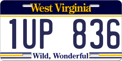 WV license plate 1UP836
