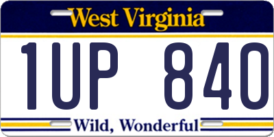 WV license plate 1UP840