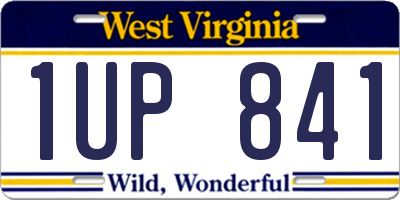 WV license plate 1UP841