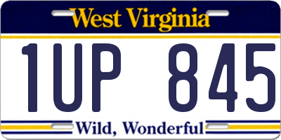 WV license plate 1UP845