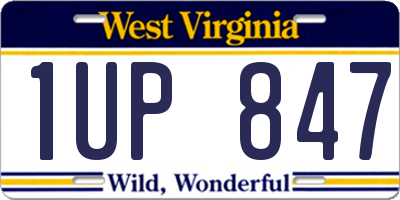 WV license plate 1UP847