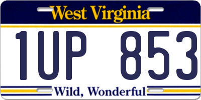 WV license plate 1UP853