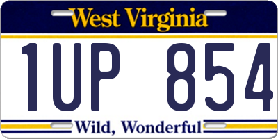 WV license plate 1UP854