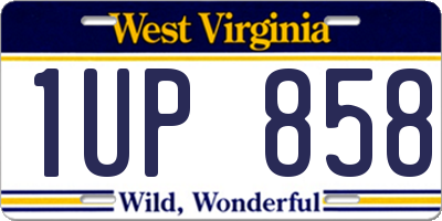 WV license plate 1UP858