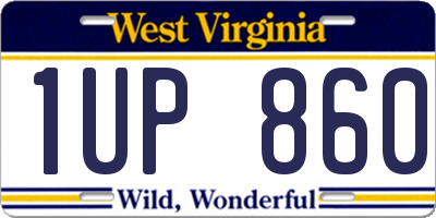 WV license plate 1UP860