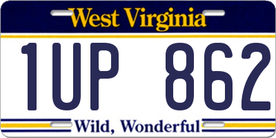 WV license plate 1UP862