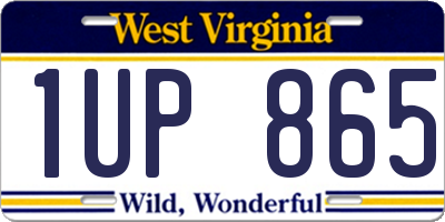 WV license plate 1UP865