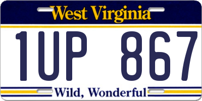 WV license plate 1UP867