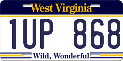 WV license plate 1UP868