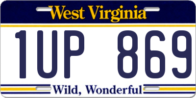 WV license plate 1UP869