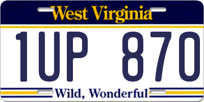 WV license plate 1UP870