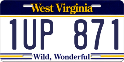WV license plate 1UP871