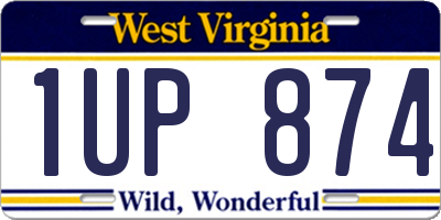 WV license plate 1UP874