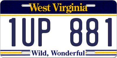 WV license plate 1UP881