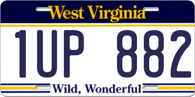 WV license plate 1UP882