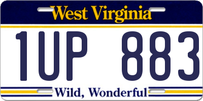 WV license plate 1UP883