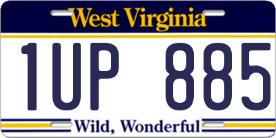 WV license plate 1UP885