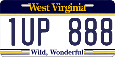 WV license plate 1UP888