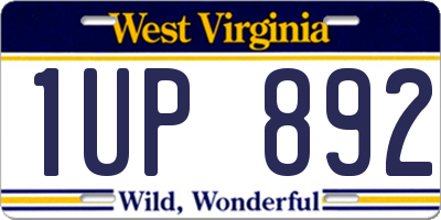 WV license plate 1UP892