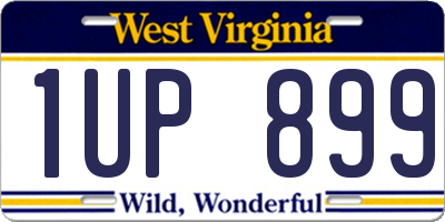 WV license plate 1UP899