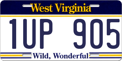 WV license plate 1UP905