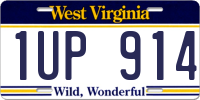 WV license plate 1UP914