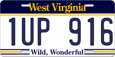 WV license plate 1UP916