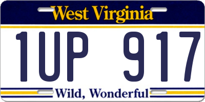WV license plate 1UP917