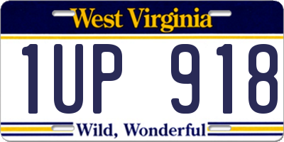 WV license plate 1UP918